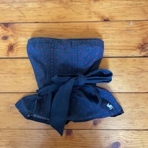 ABERCROMBIE Blue Polka Dot Strapless Top Girls XS